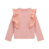 T-shirt a maniche lunghe con volant rosa