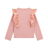 T-shirt a maniche lunghe con volant rosa