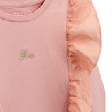 T-shirt a maniche lunghe con volant rosa