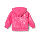 Giubbotto bomber con cappuccio in tessuto vinile fucsia