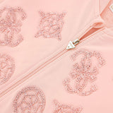 Felpa zip logo monogram con paillettes rosa