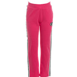 Pantalone jogger con logo Gj e fasce colorate fucsia