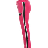 Pantalone jogger con logo Gj e fasce colorate fucsia