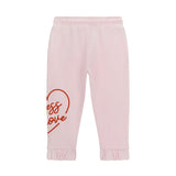 Pantalone jogger con ricamo Love rosa