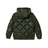 Giubbotto bomber con cappuccio in nylon trapuntato verde