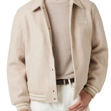 Giubbotto Bomber con bottoni Melton beige