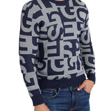 Maglione con logo all-over blu