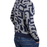 Maglione con logo all-over blu