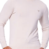 Maglione girocollo a coste beige