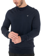 Maglione girocollo a coste blu
