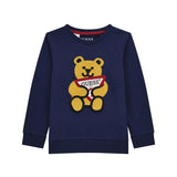 Felpa girocollo ricamo teddy blu