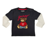 T-shirt manica lunga patch bear blu