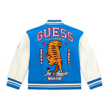 Giacca bomber college patch ricamo tigre posteriore bluette