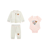 Completo felpa, body e pantalone grigio chiaro