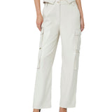 Pantaloni cargo in pelle beige