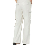 Pantaloni cargo in pelle beige