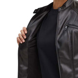 Giacca in pelle con zip Fiammetta nero