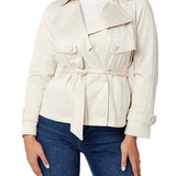 Trench crop Andrea belted beige