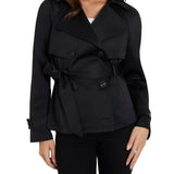 Trench crop Andrea belted nero