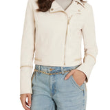 Chiodo biker modello cropped Alice crema