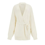 Cardigan Matilda belted crema