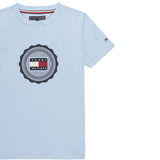 T-shirt kids stampa logo frontale celeste