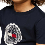 T-shirt kids stampa logo frontale blu