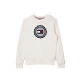 Felpa Kids girocollo logo frontale embroidery bianco