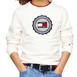 Felpa Teen girocollo logo frontale embroidery bianco