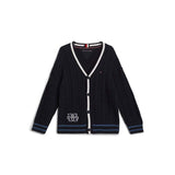 Cardigan kids a coste con profili a contrasto blu