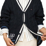 Cardigan kids a coste con profili a contrasto blu