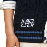 Cardigan kids a coste con profili a contrasto blu