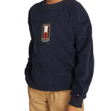 Felpa Teen in maglia boucle logo bandiera blu