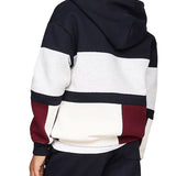 Felpa Teen con zip e cappuccio colorblock blu