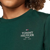 T-shirt kids a maniche lunghe con logo sul petto verde