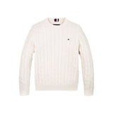 Girocollo teen essential a maglia intrecciata panna