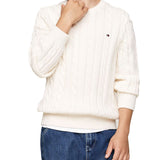 Girocollo teen essential a maglia intrecciata panna