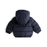 Piumino neonato solid con zip e cappuccio blu