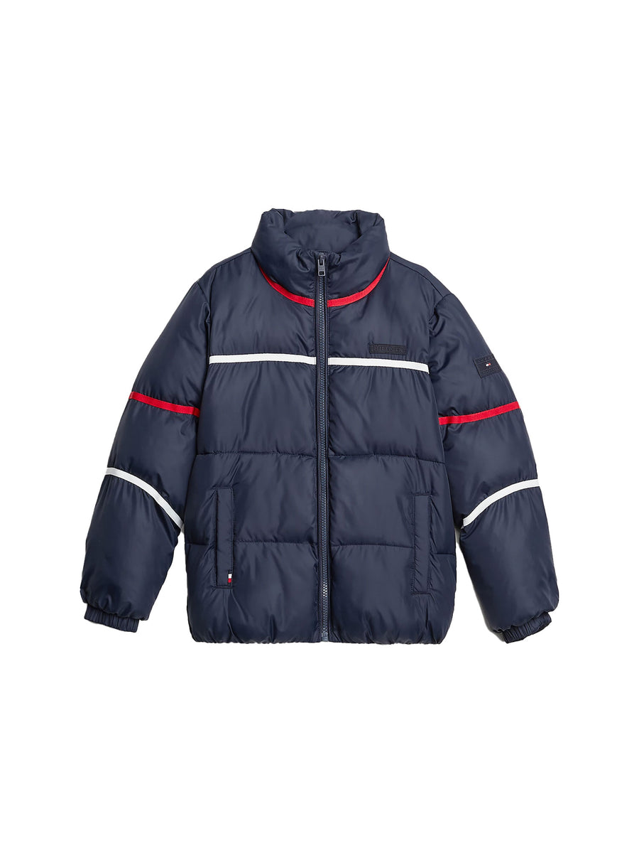 Piumino kids global stripe con zip blu