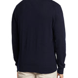 Maglione girocollo in cotone e cashmere blu