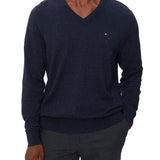 Maglia con scollo a v in cashmere blu