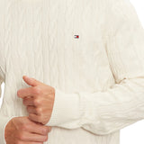 Maglione girocollo con trecce avorio