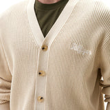 Cardigan in maglia con scollo a v e ricamo sulla schiena beige