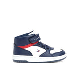 Sneaker junior alta con velcro e lacci blu/bianco