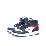 Sneaker junior alta con velcro e lacci blu/bianco