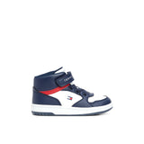 Sneaker kids alta con velcro e lacci blu/bianco