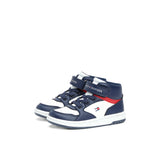 Sneaker kids alta con velcro e lacci blu/bianco