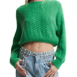 Maglia girocollo crop Davia verde