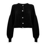 Cardigan Deina in maglia con bottoni gioiello nero