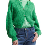 Cardigan Deina in maglia con bottoni gioiello verde